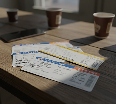 Billet de train et smartphone